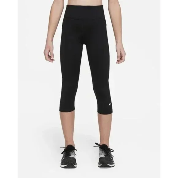 NWT Nike Dri-FIT One Capri Leggings Tight Fit Black Girl Size XS (5/6) - Picture 2 of 5